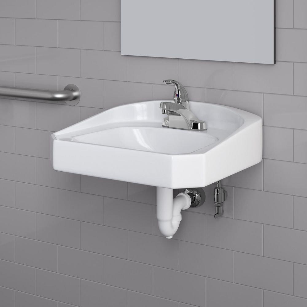 Wall Mount Bathroom Sink with Centerset Faucet Bundle 