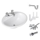 Drop-In Bathroom Sink with Two Handle Metering Faucet Bundle 