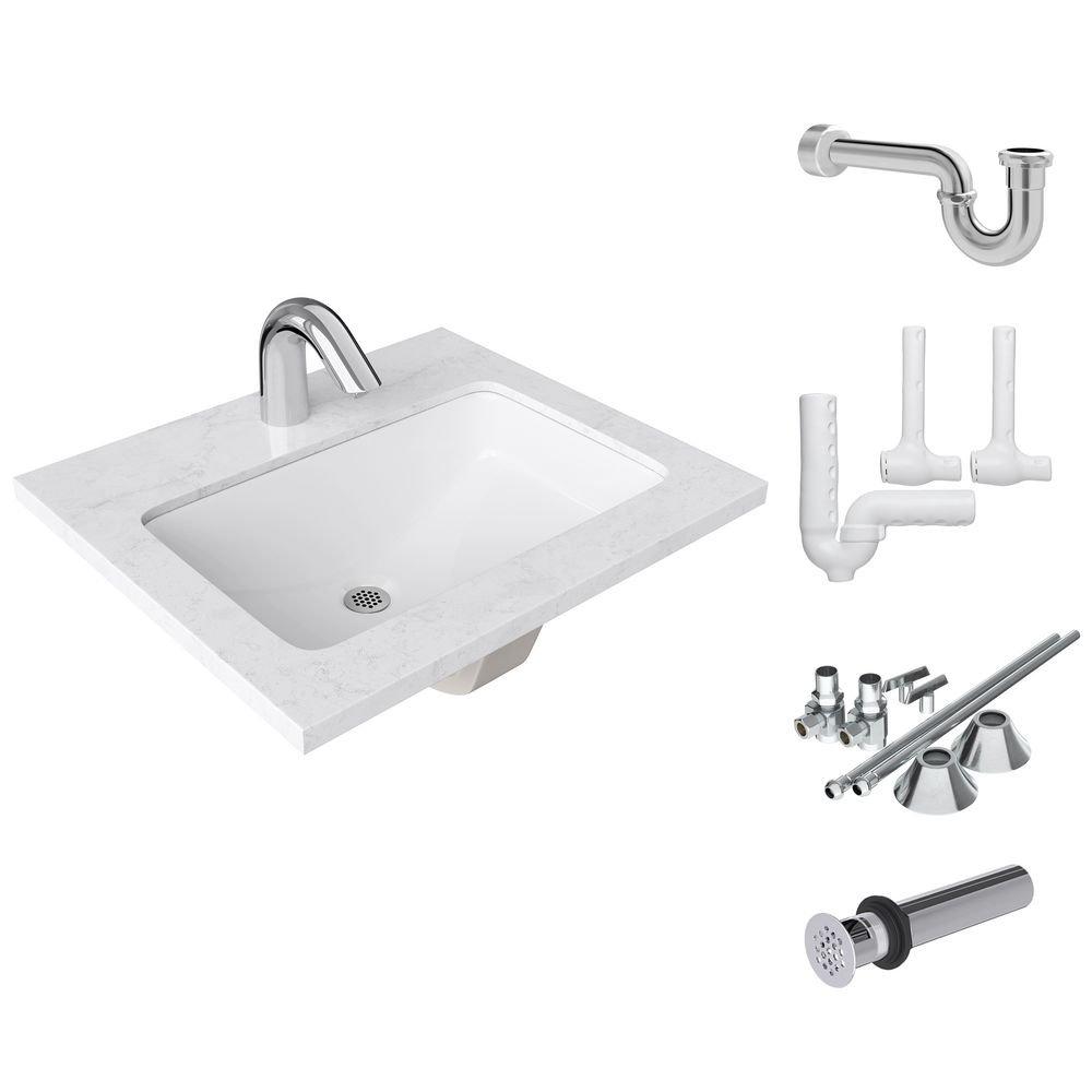 Undermount Bathroom Sink with Sensor Faucet Bundle 
