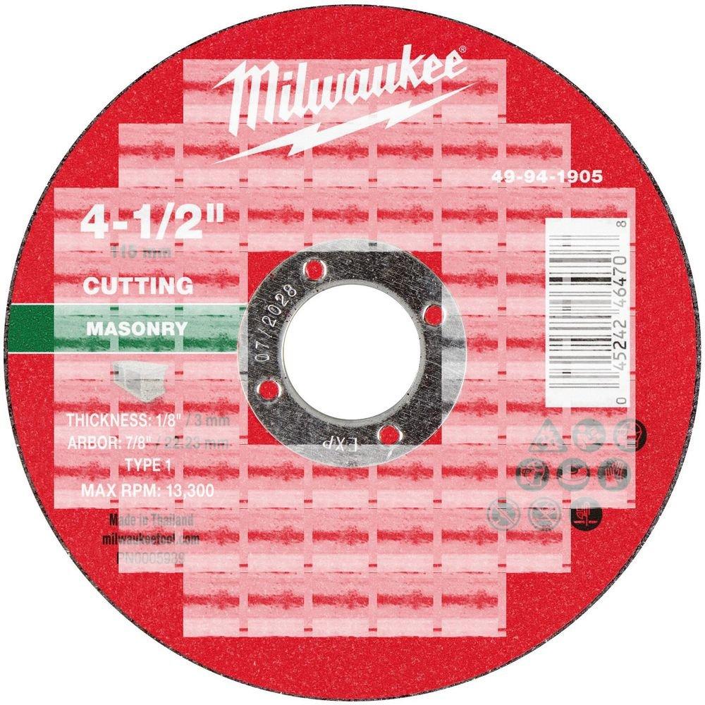 4-1/2"" x 1/8"" x 7/8"" Masonry Cut Off Wheel -Type 1 