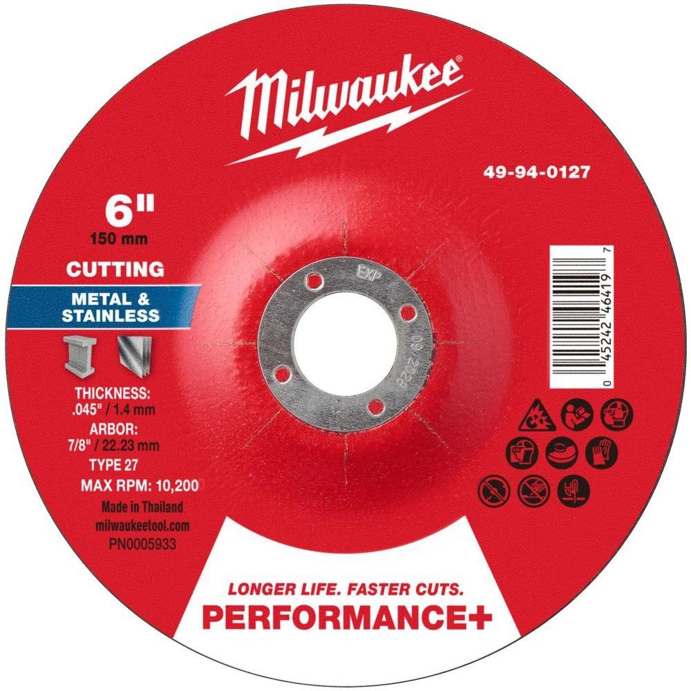 6"" x .045"" x 7/8"" Performance+ Metal Cut Off Wheel - Type 27 