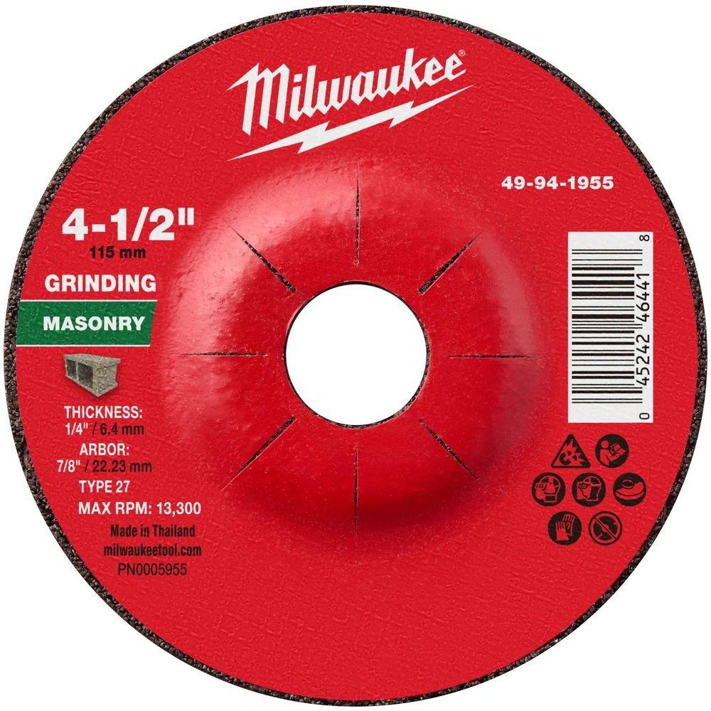 4-1/2"" x 1/4"" x 7/8"" Masonry Grinding Wheel - Type 27 