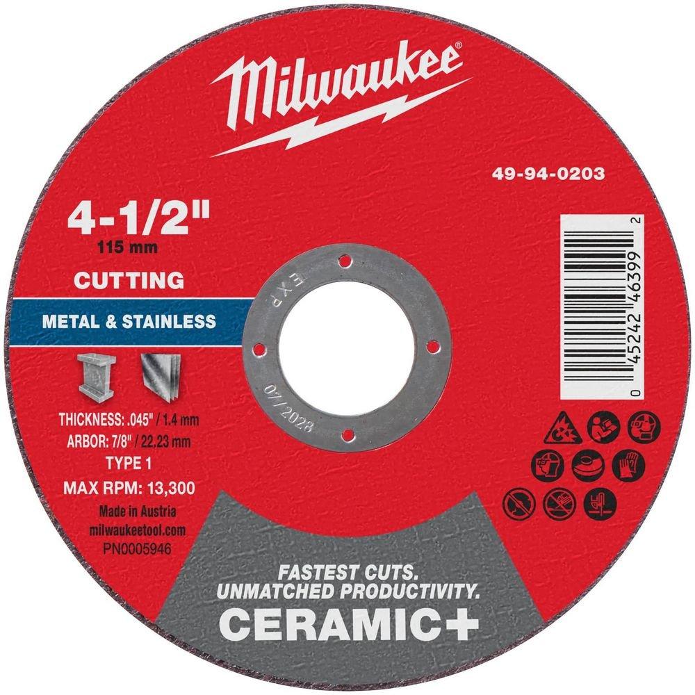 4-1/2"" x .045"" x 7/8"" Ceramic+ Metal Cut Off Wheel -Type 1 