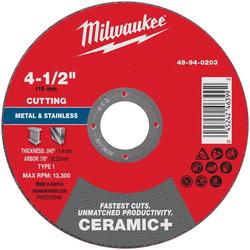 4-1/2"" x .045"" x 7/8"" Ceramic+ Metal Cut Off Wheel -Type 1