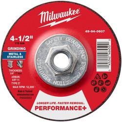 4-1/2"" x 1/4"" x 5/8""-11 Performance+ Metal Grinding Wheel - Type 27