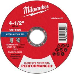 4-1/2"" x .045"" x 7/8"" Performance+ Metal Cut Off Wheel - Type 1