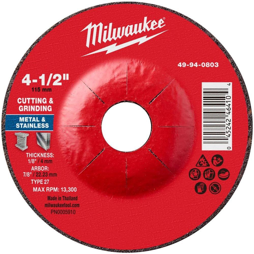 4-1/2"" x 1/8"" x 7/8"" Dual Metal Cut & Grind Wheel - Type 27 