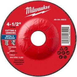 4-1/2"" x 1/8"" x 7/8"" Dual Metal Cut & Grind Wheel - Type 27