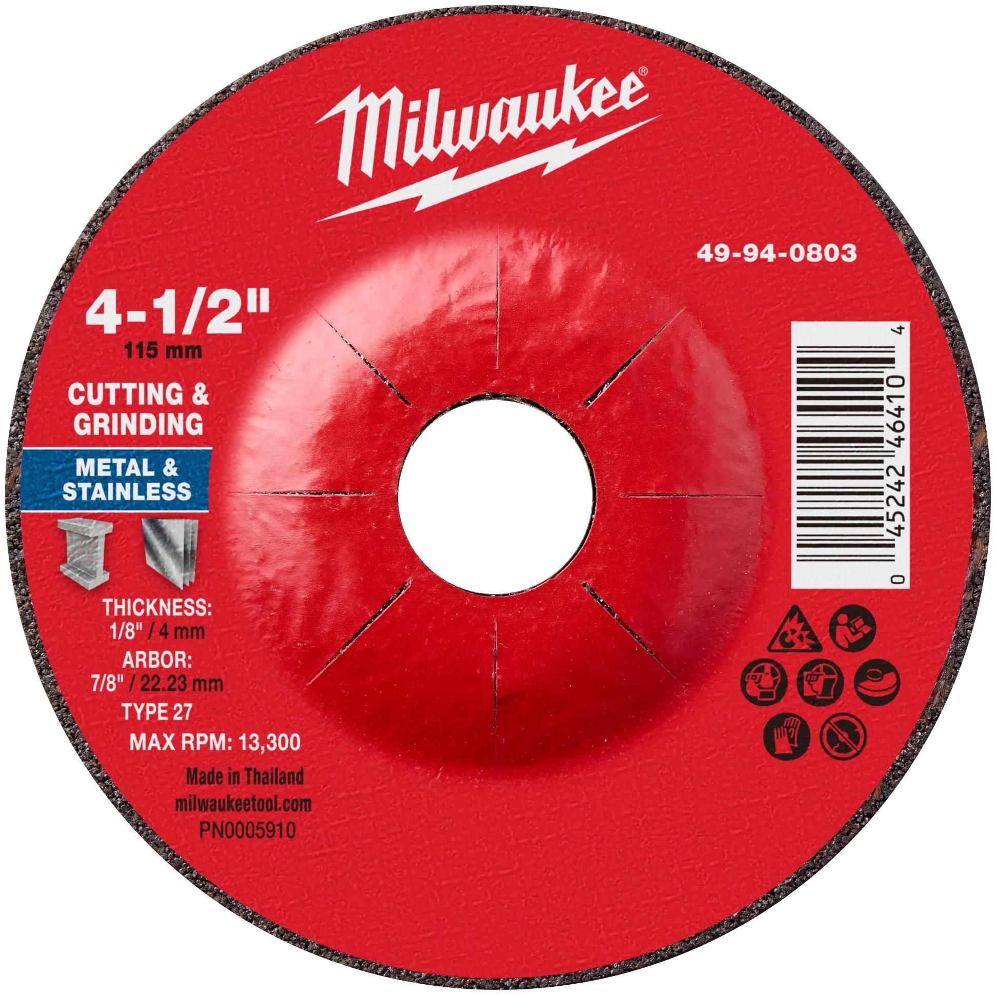 4-1/2"" x 1/8"" x 7/8"" Dual Metal Cut & Grind Wheel - Type 27 