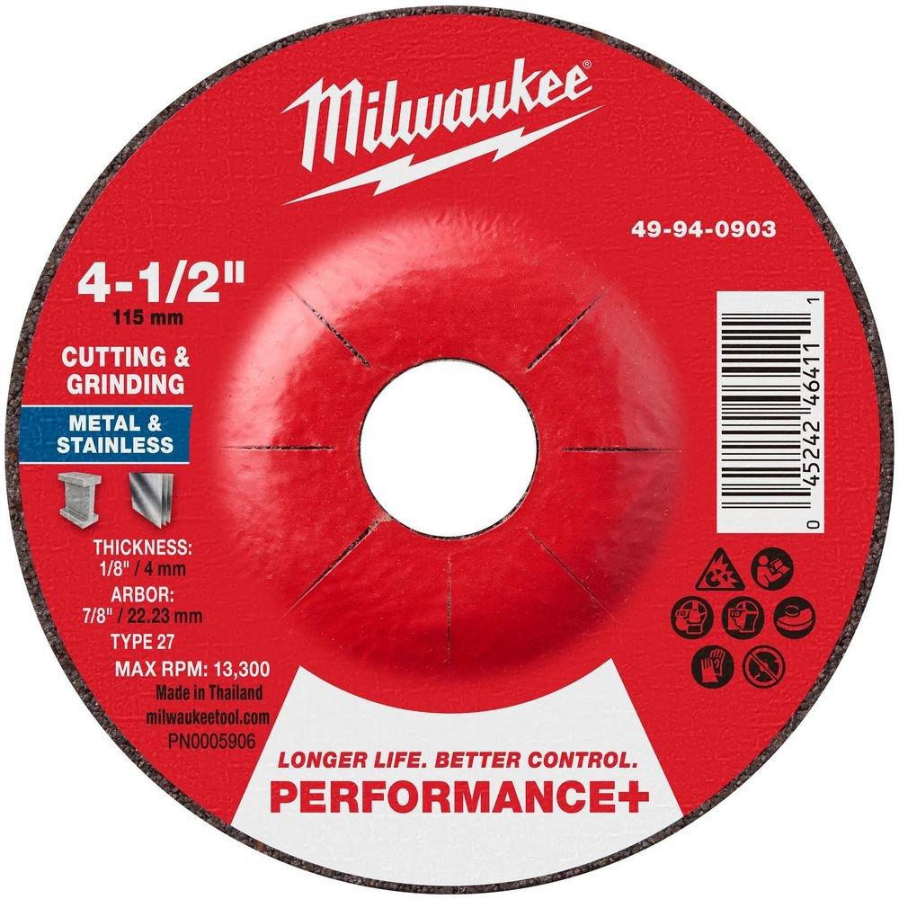 4-1/2"" x 1/8"" x 7/8"" Performance+ Dual Metal Cut & Grind Wheel - Type 27 