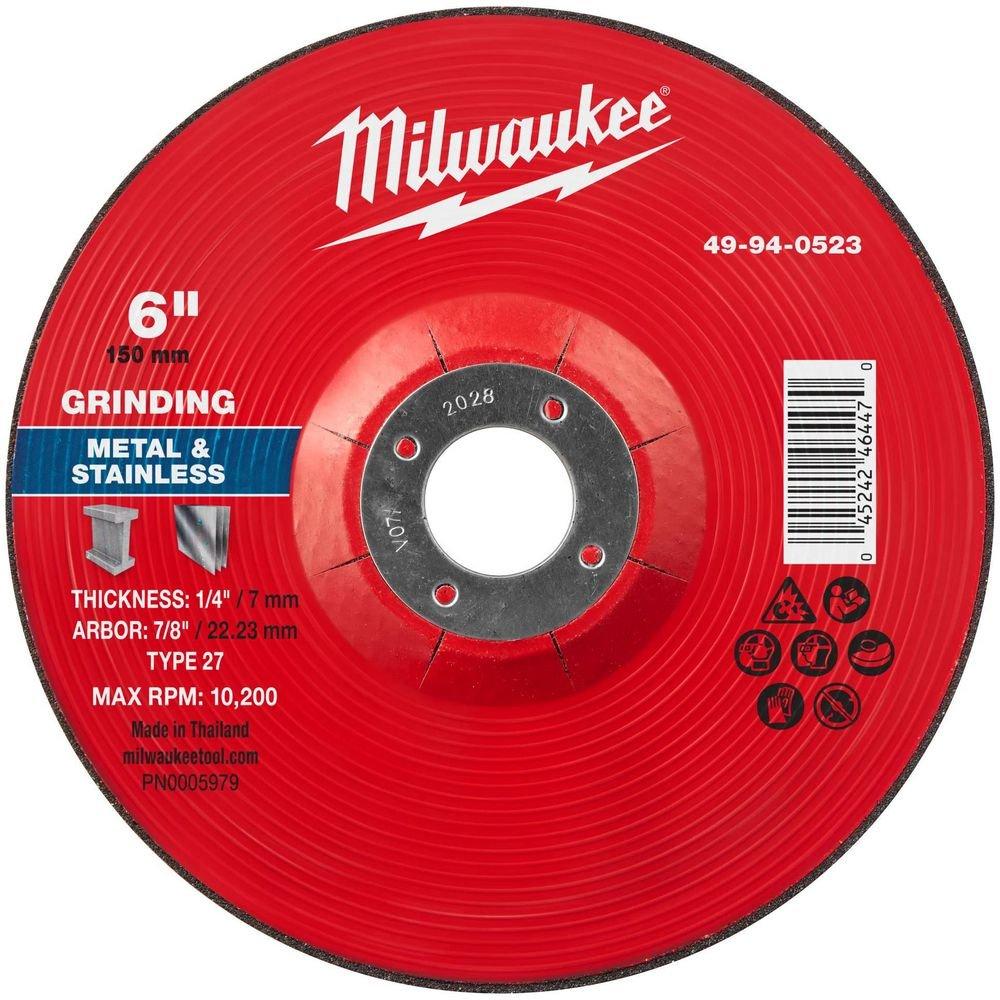 6"" x 1/4"" x 7/8"" Metal Grinding Wheel - Type 27 