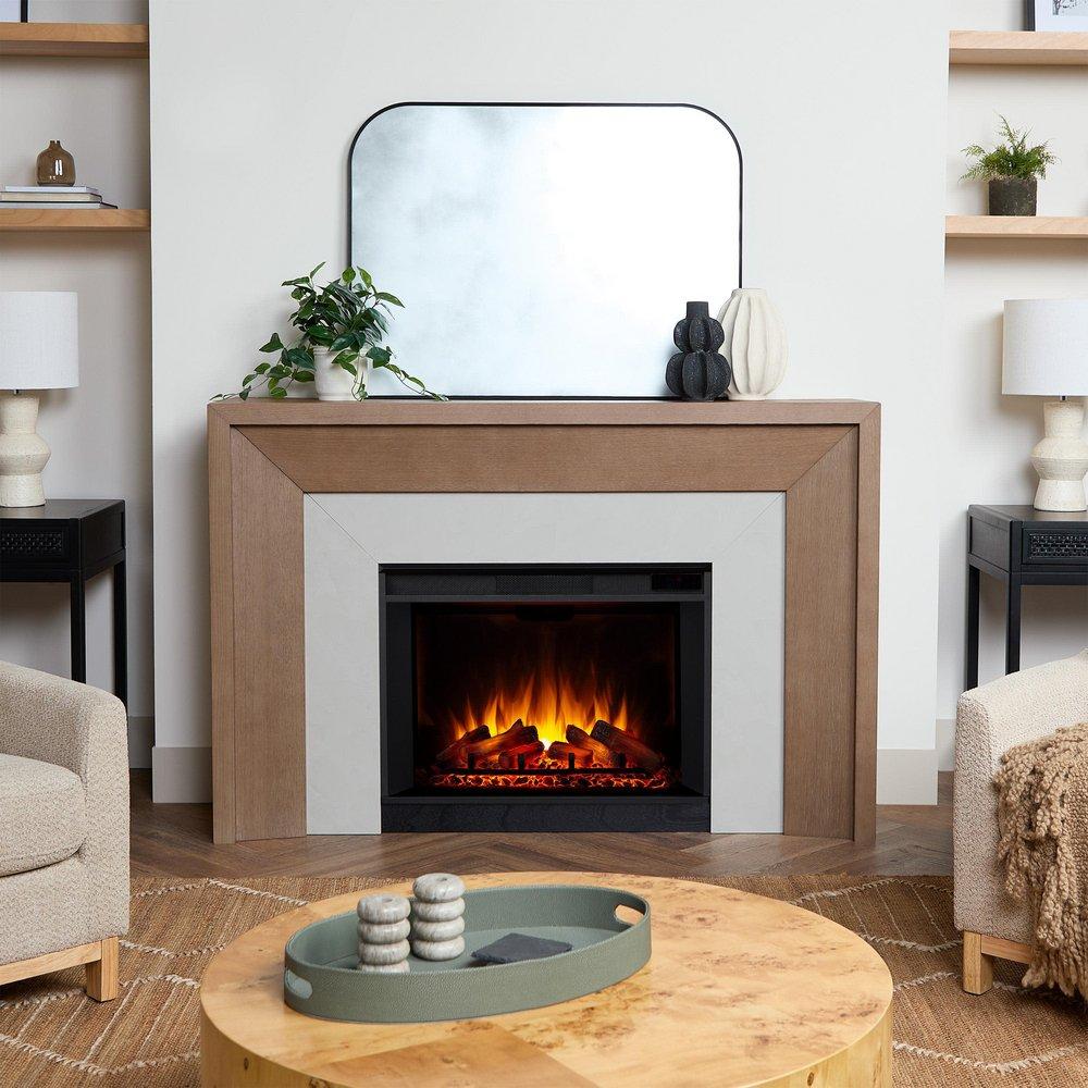 Brooks 64"" Grand Electric Fireplace in Classic White Oak by Real Flame 