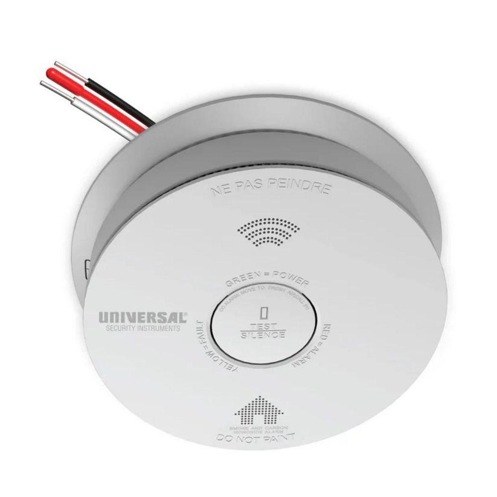 USI Photoelectric Smoke Fire & Carbon Monoxide Alarm Hardwired with 10-Year Backup Battery Voice Alert 