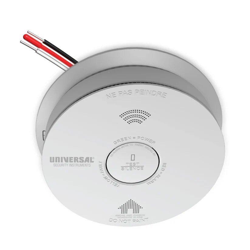 USI Photoelectric Smoke Fire & Carbon Monoxide Alarm Hardwired with 10-Year Backup Battery Voice Alert 