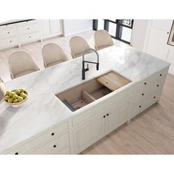 45 in. Undermount Quartz Double Bowl Workstation Kitchen Sink in Sand