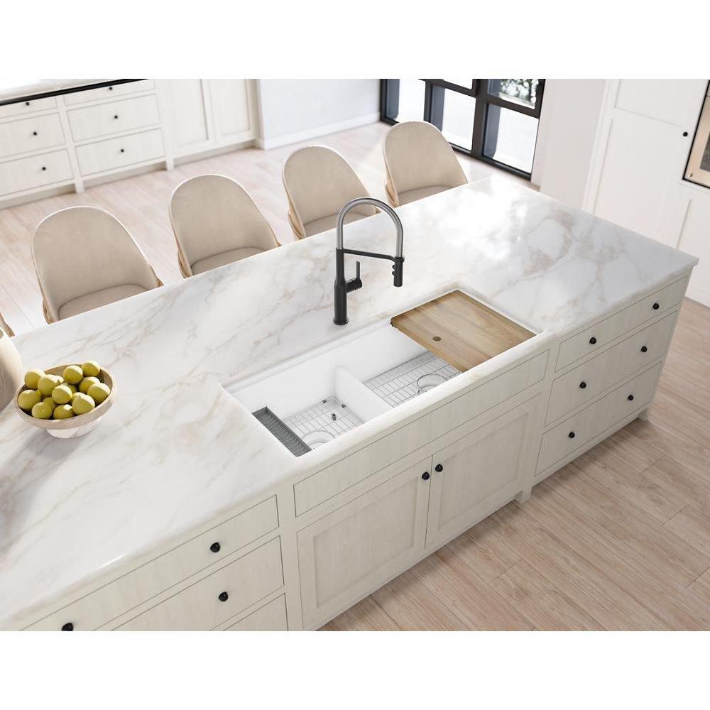 45 in. Undermount Quartz Double Bowl Workstation Kitchen Sink in Arctic Fox 