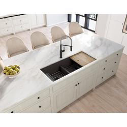 45 in. Undermount Quartz Double Bowl Workstation Kitchen Sink in Chestnut