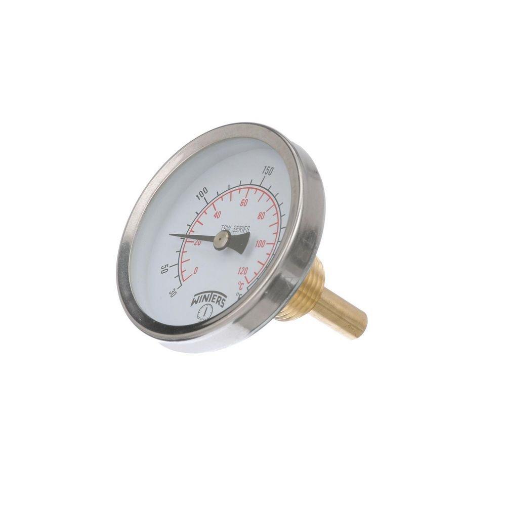 TSW 2-1/2" Face Industrial Hot Water Thermometer with Back 1/2" NPT Connection and Valox Case - 30-240 Deg F 