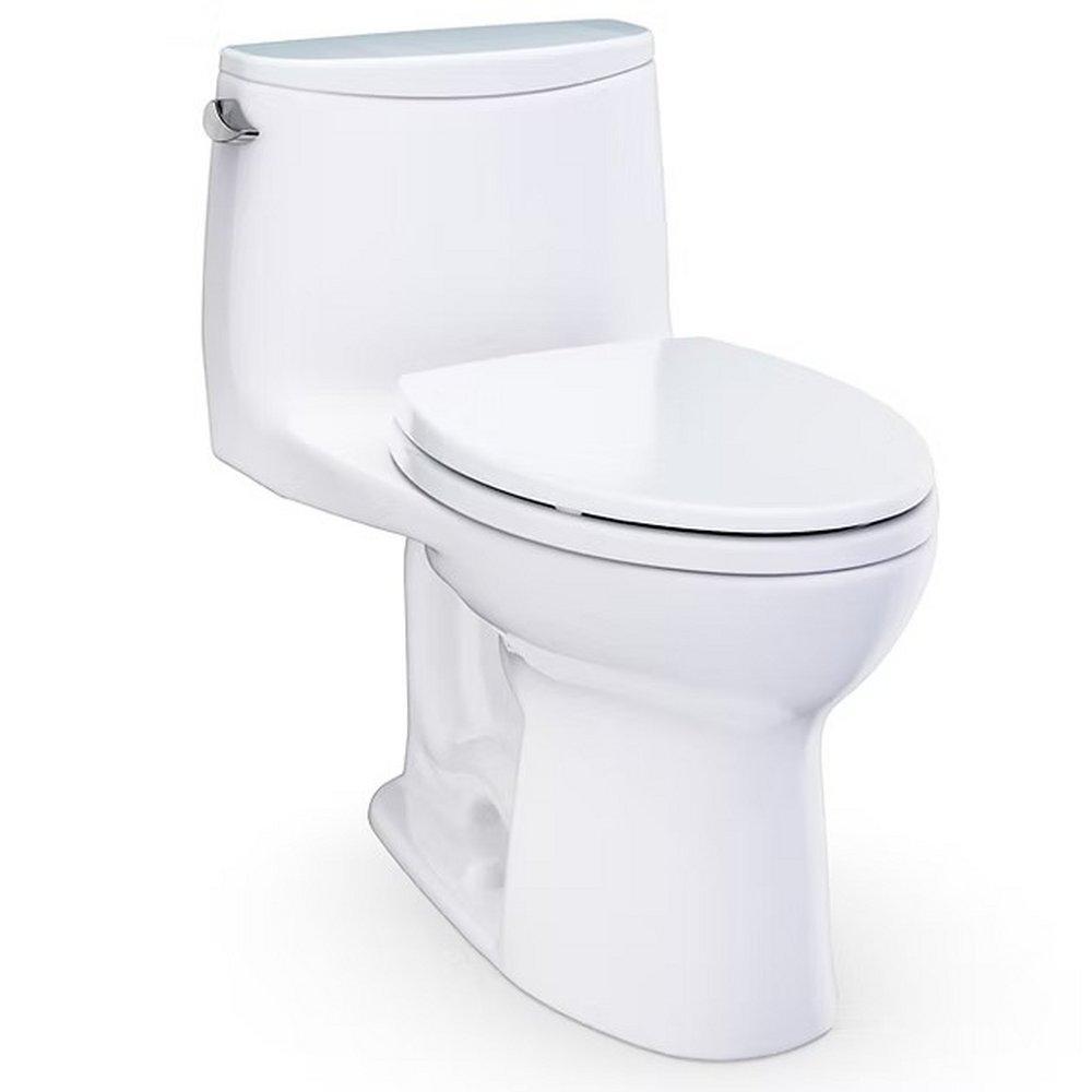 1.28 gpf Elongated One Piece Toilet with Left Hand Lever in Cotton - Seat Included 