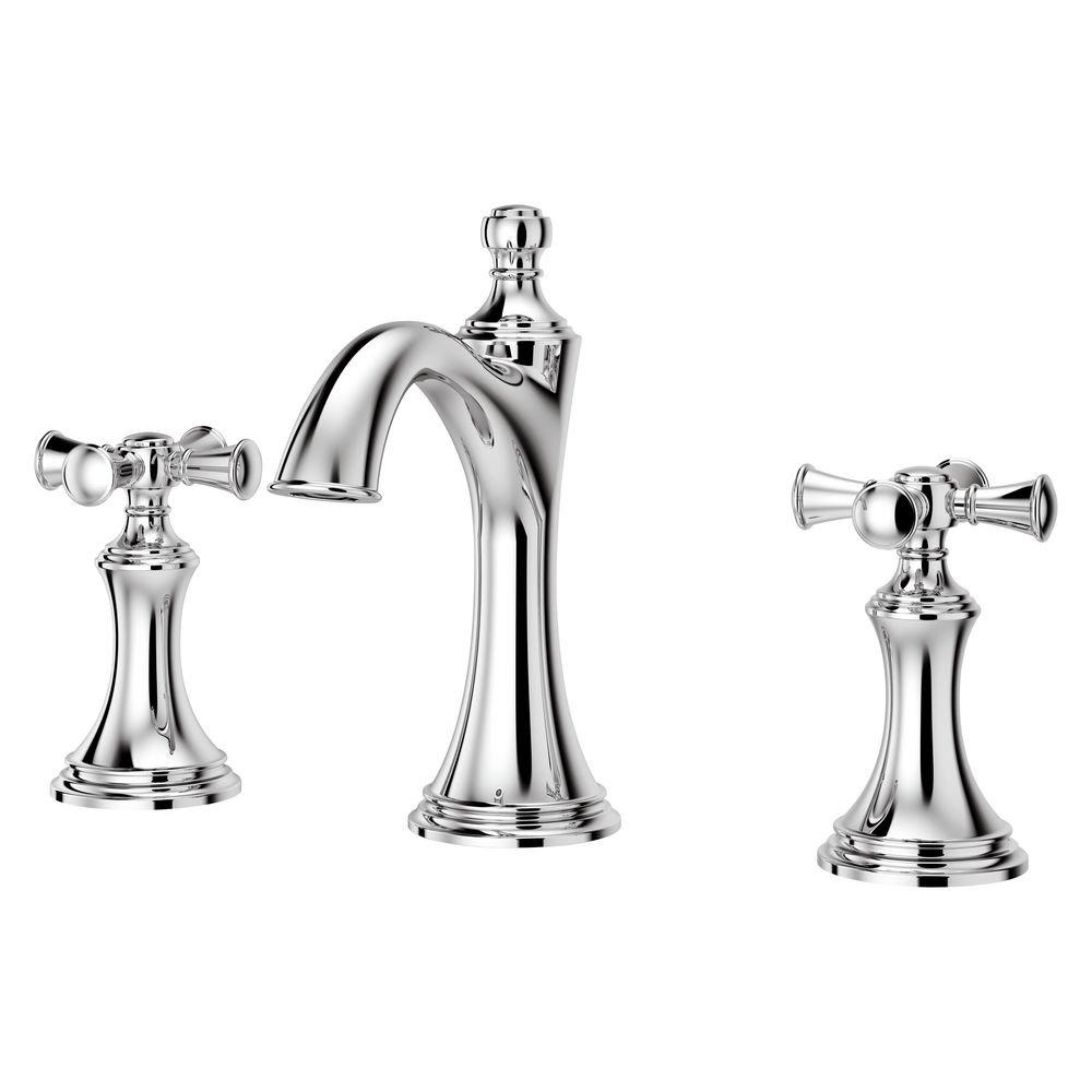 Tisbury 2-Handle Widespread 8" Cross Handle Faucet in Polished Chrome 