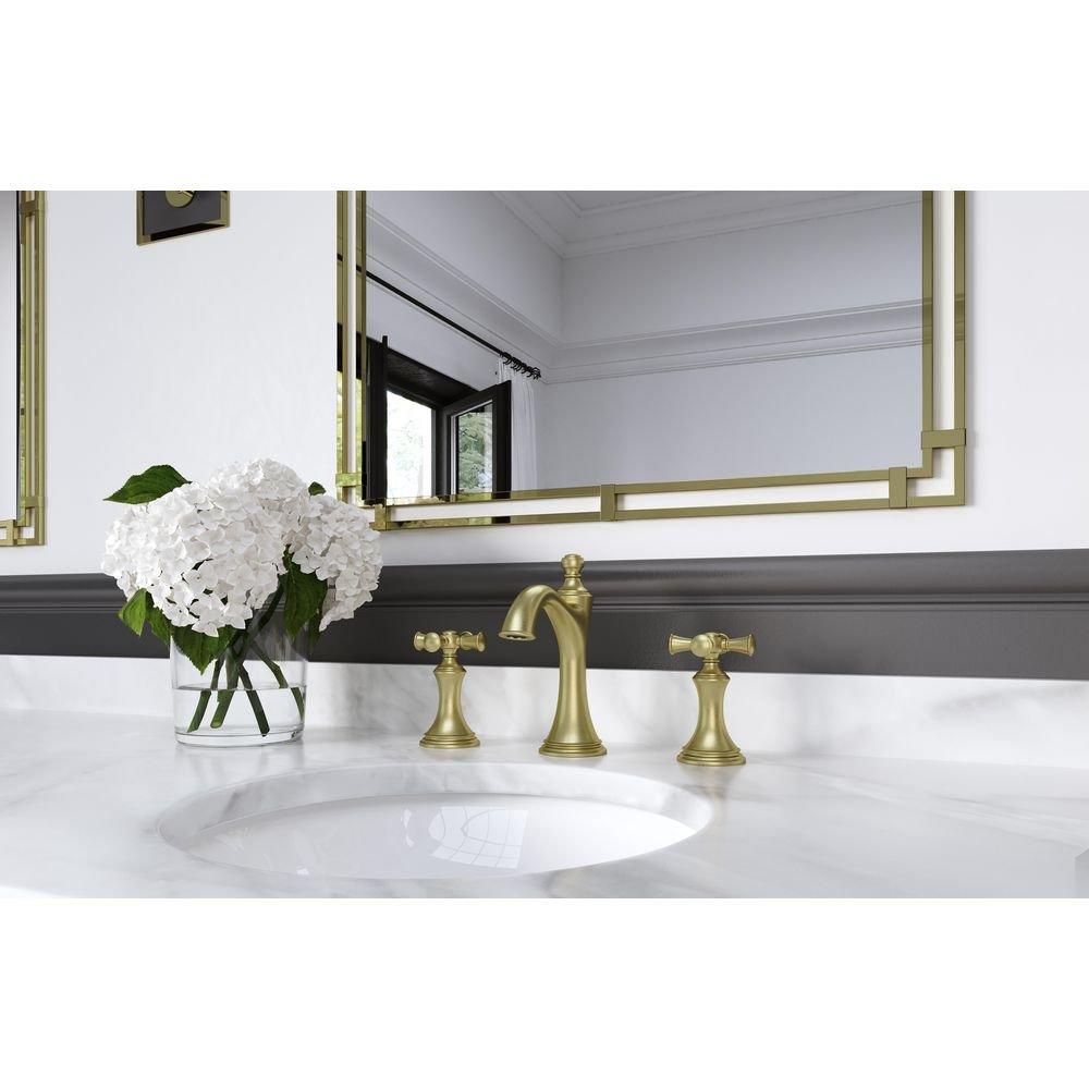Tisbury 2-Handle Widespread 8" Cross Handle Faucet in Brushed Gold 
