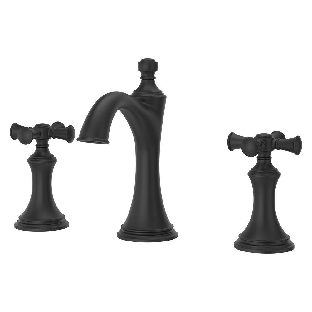 Tisbury 2-Handle Widespread 8" Cross Handle Faucet in Spot Defense Matte Black 