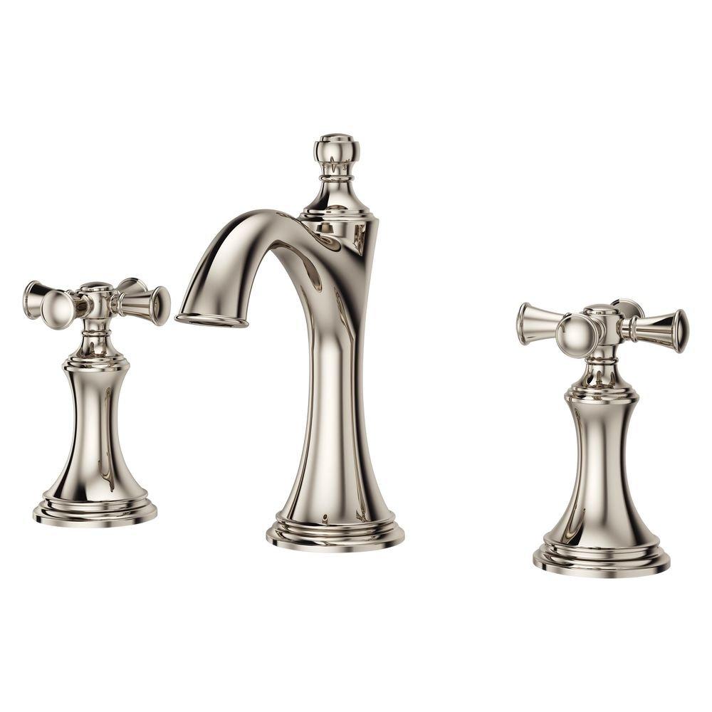 Tisbury 2-Handle Widespread 8" Cross Handle Faucet in Polished Nickel 