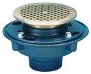 4 in. No Hub Cast Iron Floor Drain with 5 in. Round Nickel Bronze Strainer