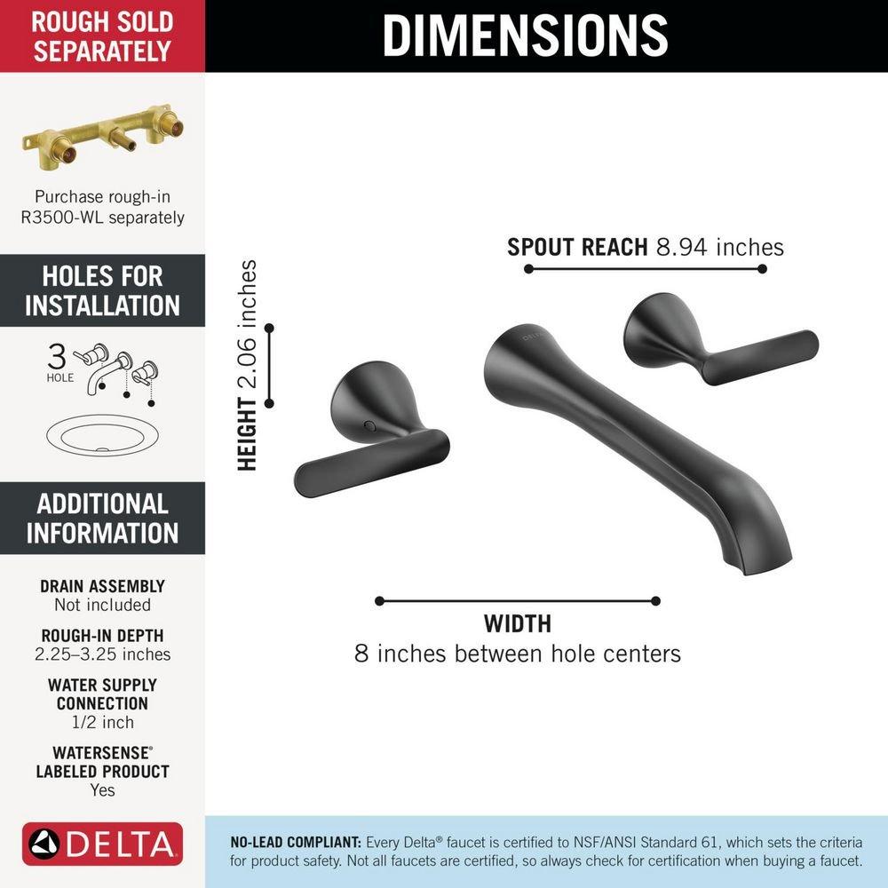 Delta Bonacci: Two Handle Wall Mount Bathroom Faucet 