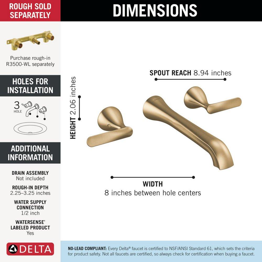 Delta Bonacci: Two Handle Wall Mount Bathroom Faucet 