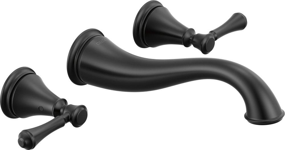 Delta Cassidy: Two Handle Wall-Mount Bathroom Faucet Trim 