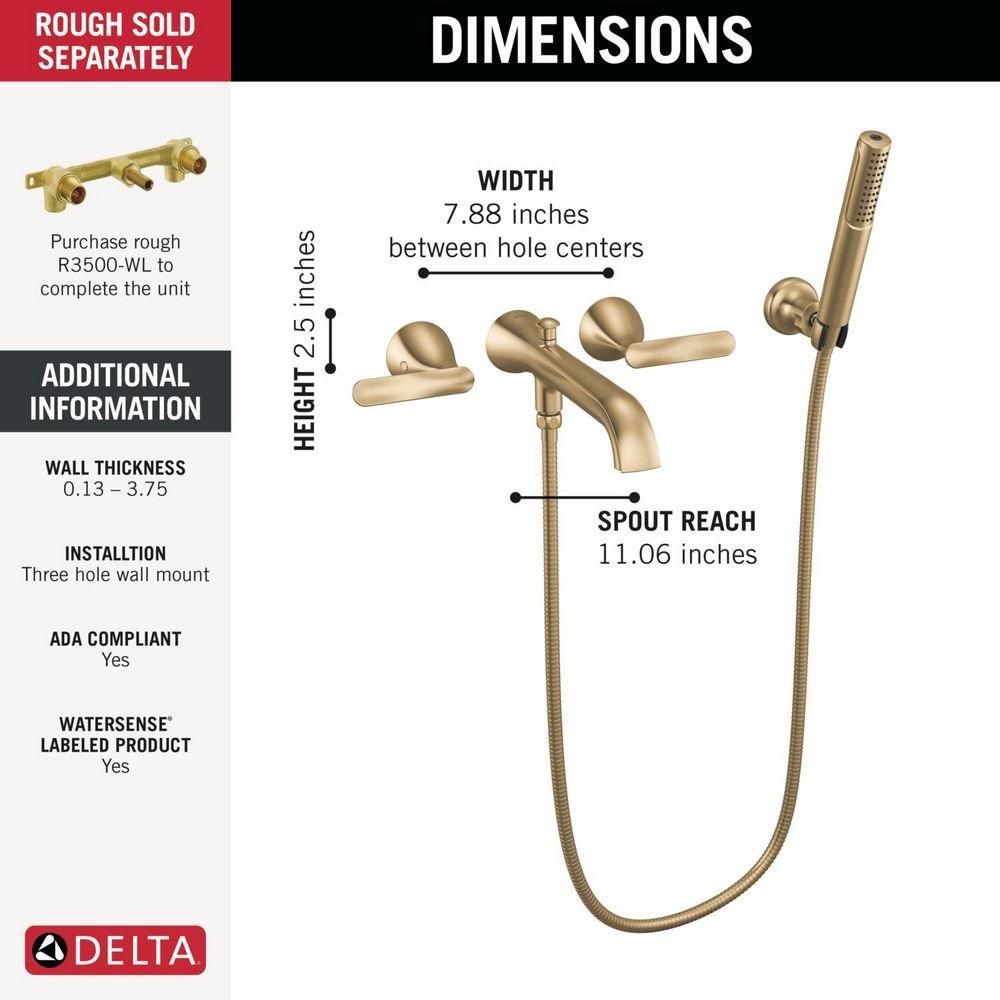 Delta Bonacci: Two Handle Wall Mount Tub Filler Trim with Hand Shower 