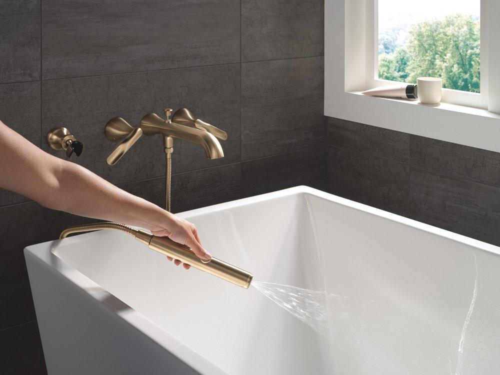 Delta Bonacci: Two Handle Wall Mount Tub Filler Trim with Hand Shower 