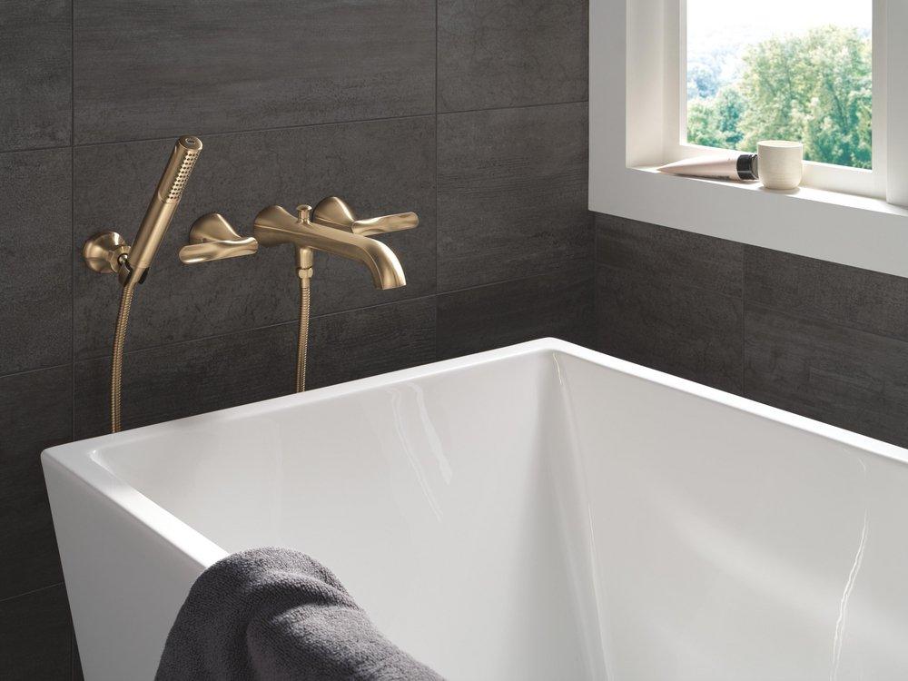 Delta Bonacci: Two Handle Wall Mount Tub Filler Trim with Hand Shower 