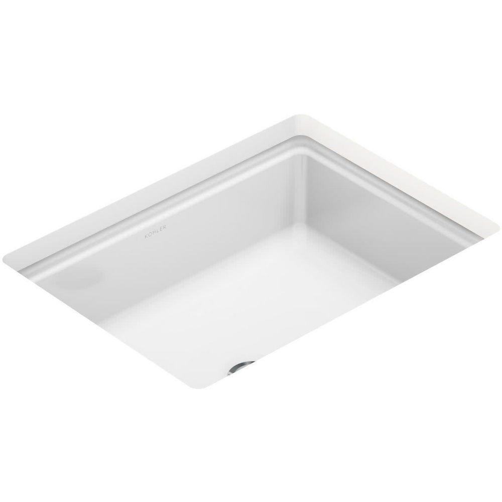 20 in. Undermount Rectangular Bathroom Sink in White 