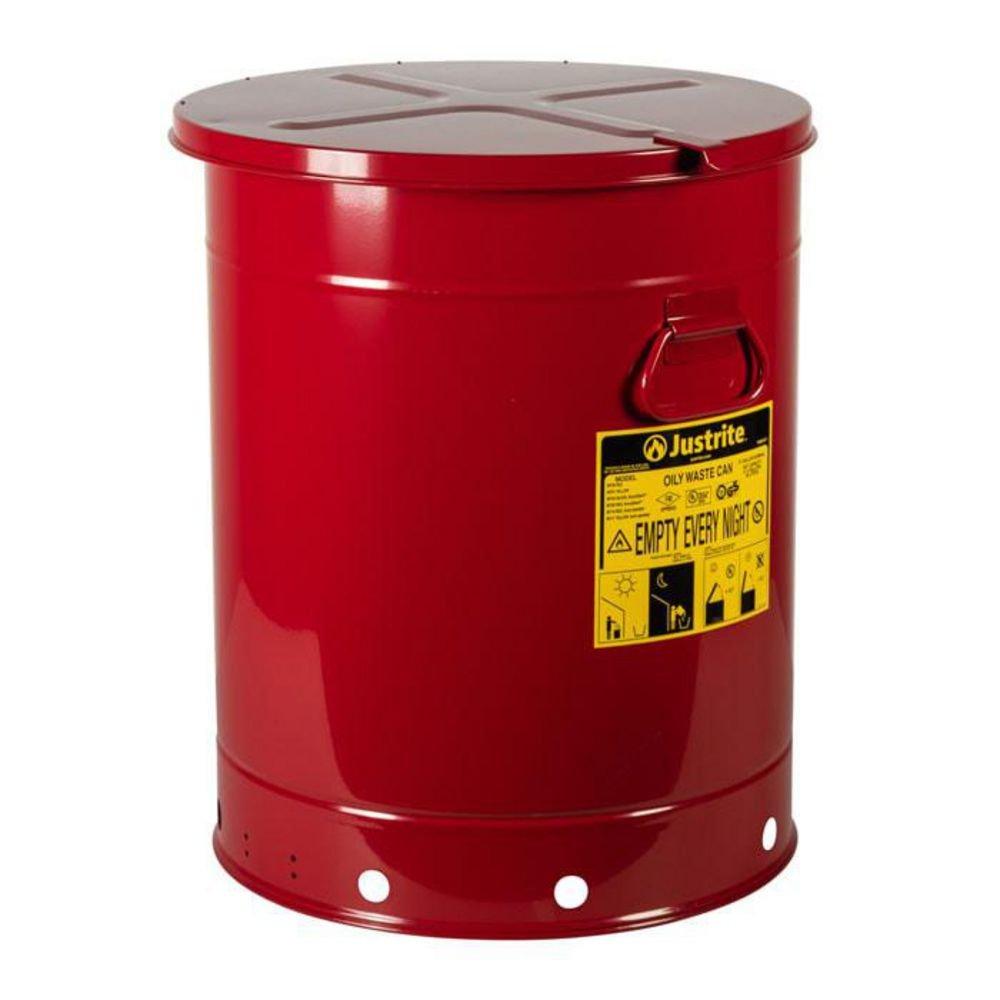 Oily Waste Can 21 Gallon Hand-Operated Cover Red 