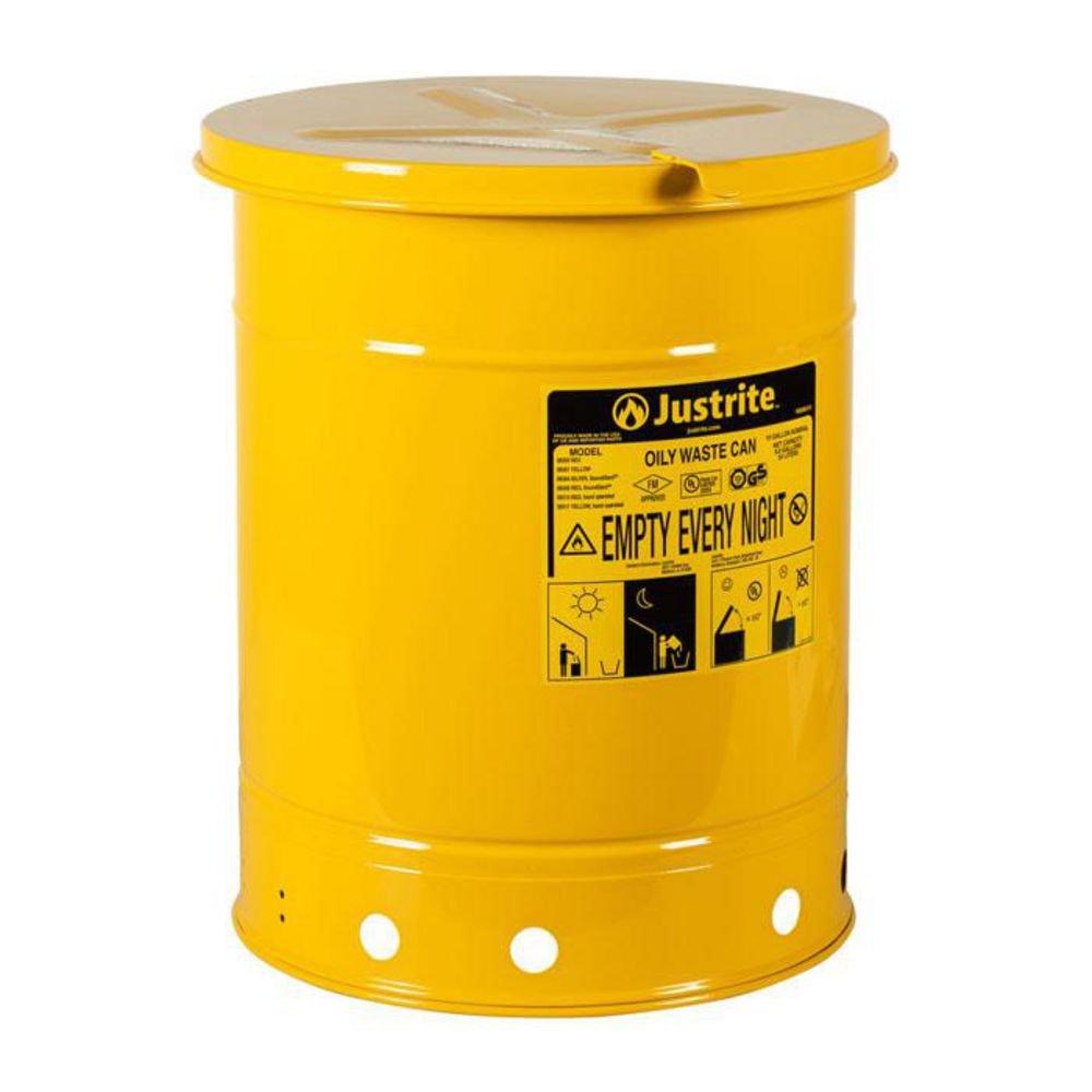 Oily Waste Can 10 Gallon Hand-Operated Cover Yellow 