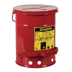 Oily Waste Can 6 Gallon Foot-Operated Self-Closing Soundgarda Cover in Red