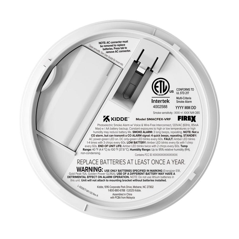 Firex Smoke Alarm Hardwired + Wireless Interconnect with AA Backup Battery 