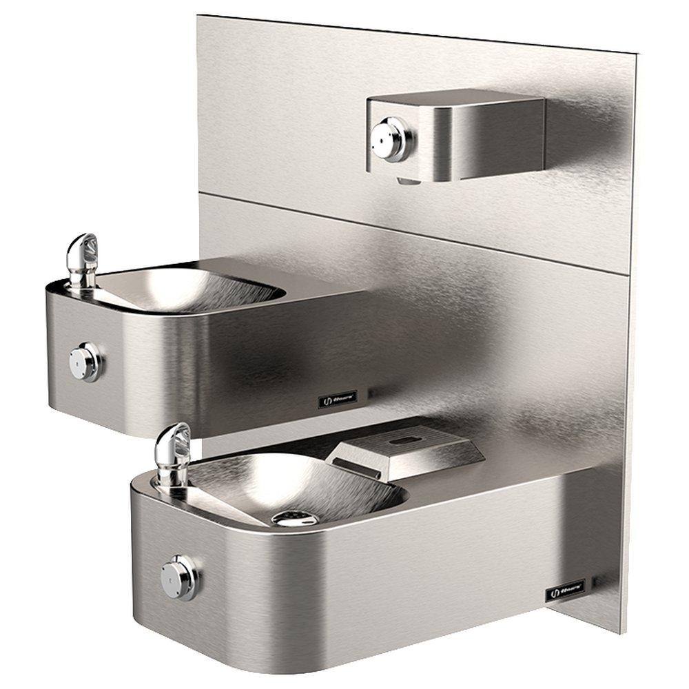 Haws&reg; Satin Stainless Steel Barrier-Free Double Wall Mount Drink Fountain 