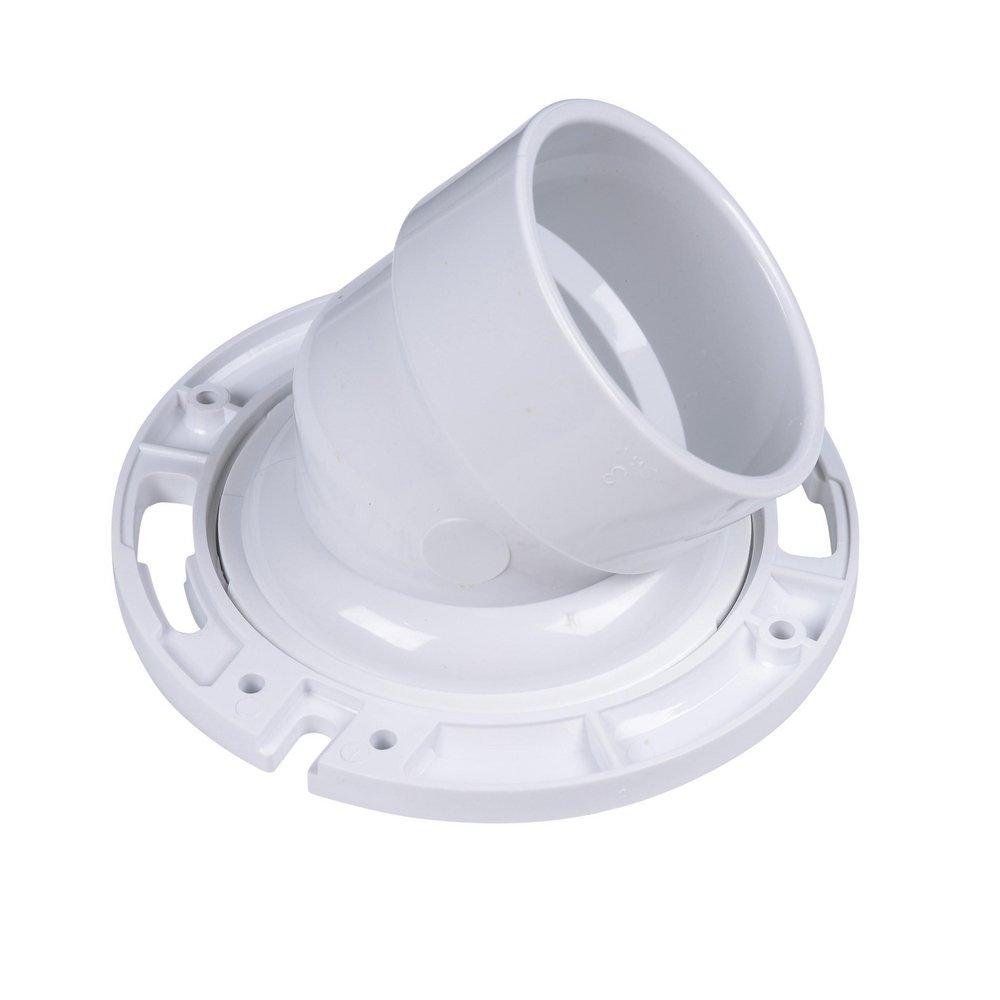 Oatey&reg; White 4 x 3 in. PVC 45 Swivel Closet Flange 