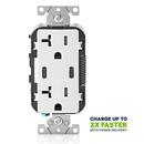 30W (6A) USB Dual Type-C/C Power Delivery Wall Outlet Charger with 20A Tamper-Resistant Outlet 