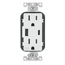 Weather Resistant 25W USB Outlet, Type A / C Charging Ports, 15A Receptacle in White 