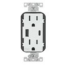 Weather Resistant 25W USB Outlet, Type A / C Charging Ports, 15A Receptacle in White 