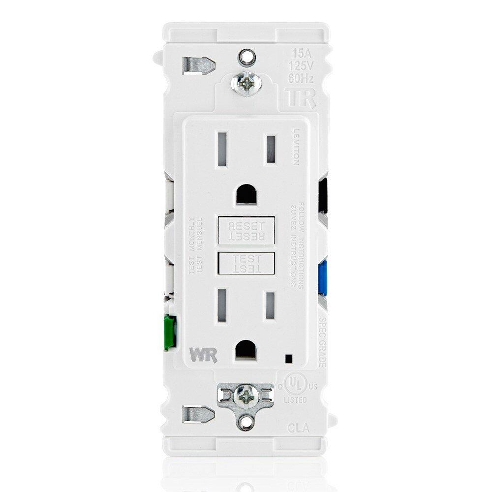Lever Edge 15A Self Test Tamper-Resistant/Weather-Resistant GFCI in White 