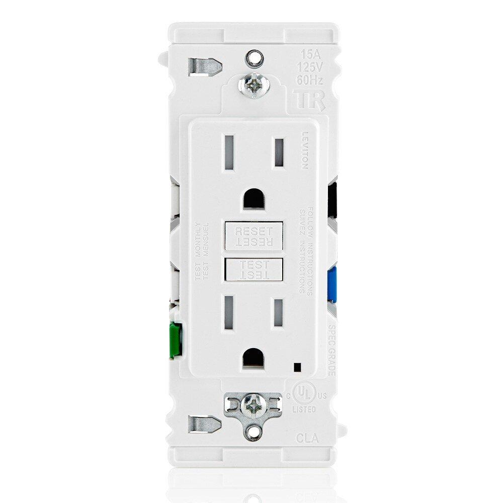 Lever Edge 15A Self Test Tamper-Resistant GFCI in White 