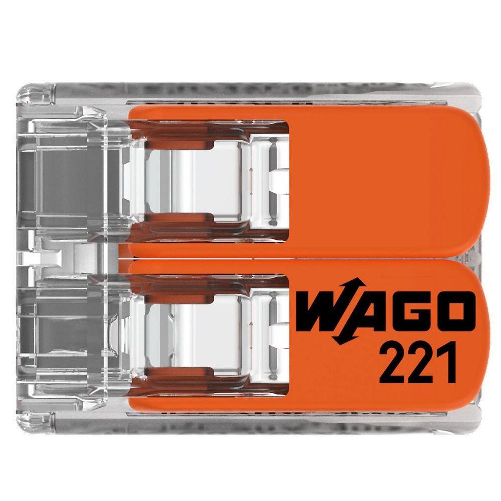 Splicing Connector 2-Conductor with Operating Levers 24-12 Awg Transparent Housing - Box of 100 