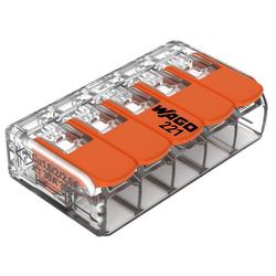 Splicing Connector 5-Conductor with Operating Levers 20-10 Awg Transparent Housing - Box of 15