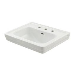 24 in. Rectangular Vitreous China Pedestal Bathroom Sink in Cotton