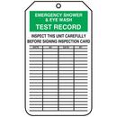 Inspection Tag EMERGENCY SHOWER & EYE WASH TEST RECORD 5-3/4 x 3-1/4 PF-Cardstock Pack 25 